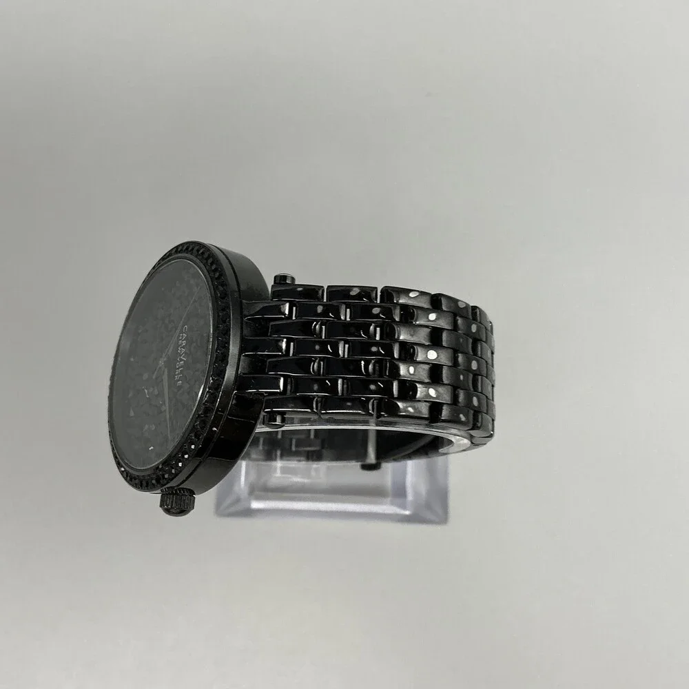 Caravelle New York 45L47 Womens Watch 38mm Black Crystals New Battery 6.75